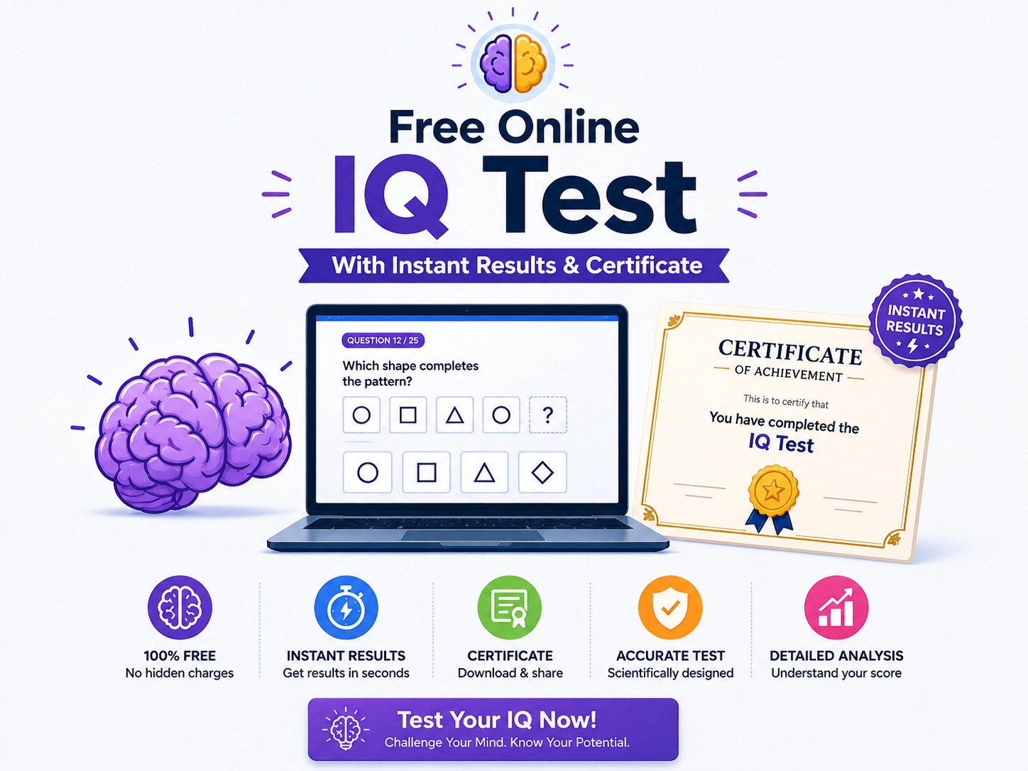 Free Online IQ Test With Instant Results & Certificate