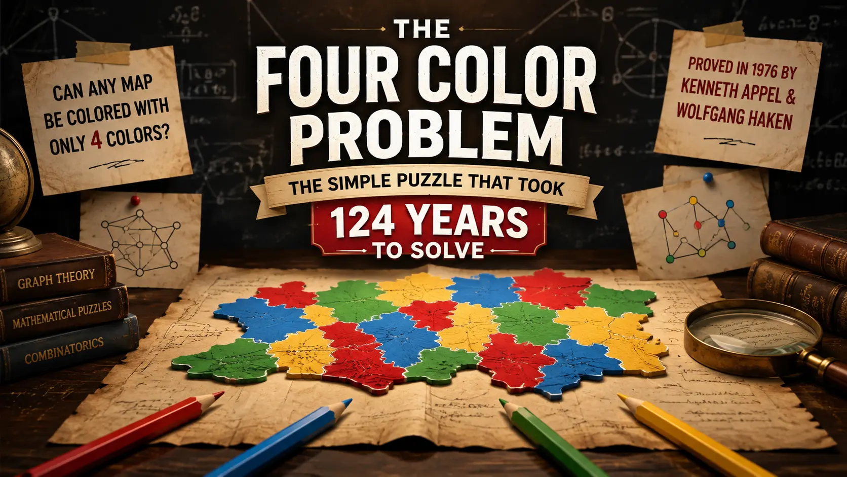 Cover image for the article: The Four Color Problem: The Simple Puzzle That Took 124 Years to Solve